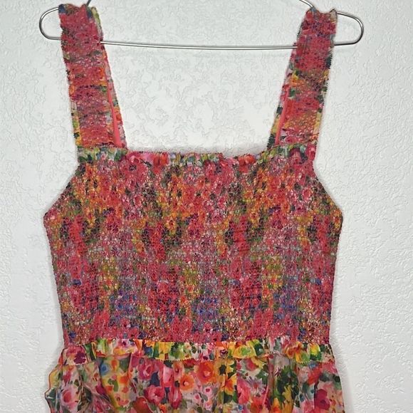 NWT Alice + Olivia Jocelyn Smocked Mini Dress Size 12 - Picture 4 of 16